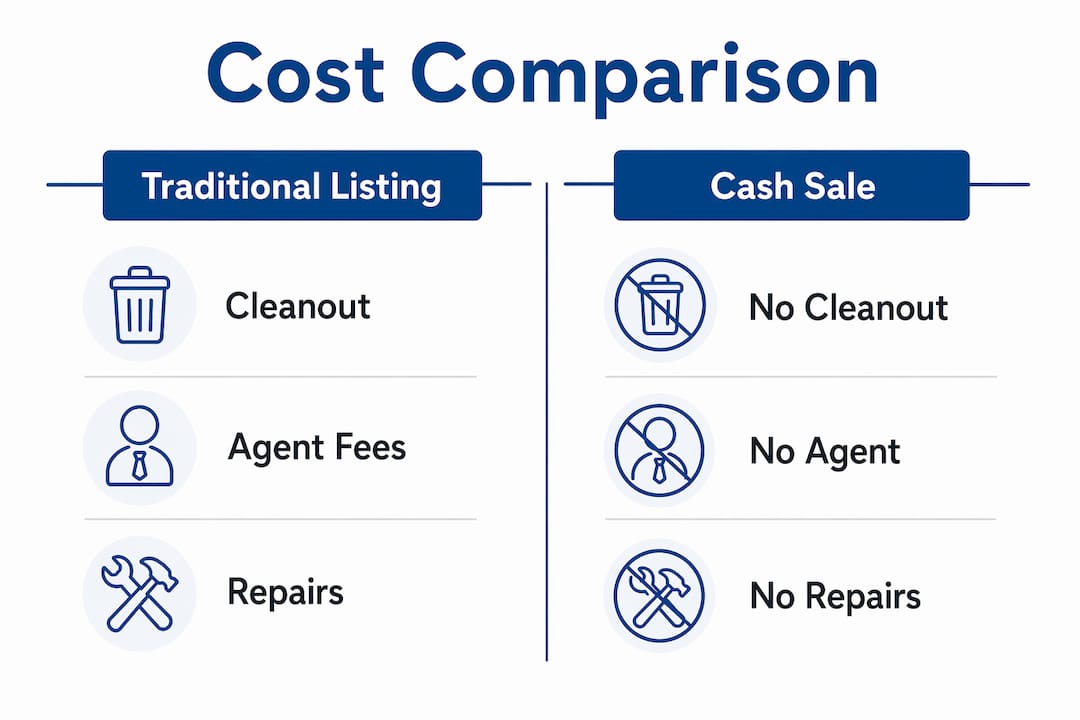 Infographic comparing traditional listing and cash sale costs